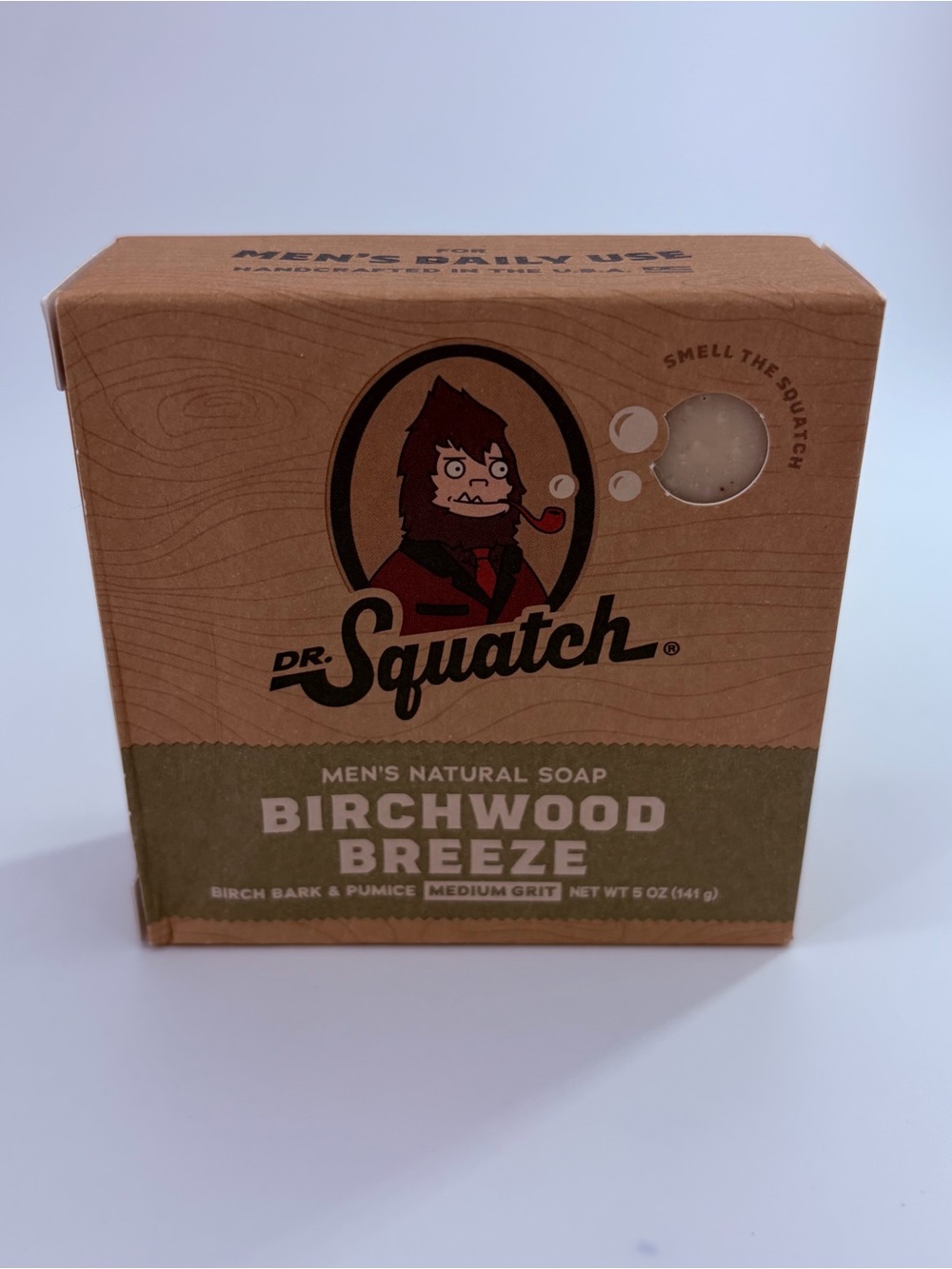 Dr. Squatch Men's Natural Soap Birchwood Breeze Birch Bark & Pumice Medium Grit
